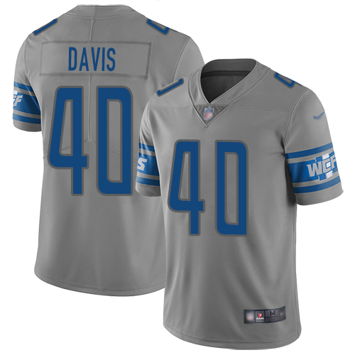 Detroit Lions Limited Gray Men Jarrad Davis Jersey NFL Football 40 Inverted Legend